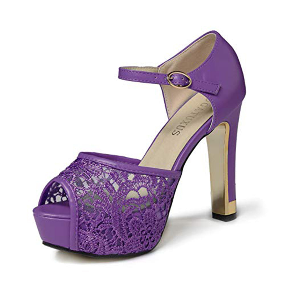 Romantic Lace Peep Toe Platform Heels