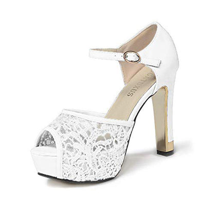 Romantic Lace Peep Toe Platform Heels
