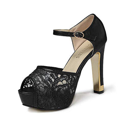 Romantic Lace Peep Toe Platform Heels