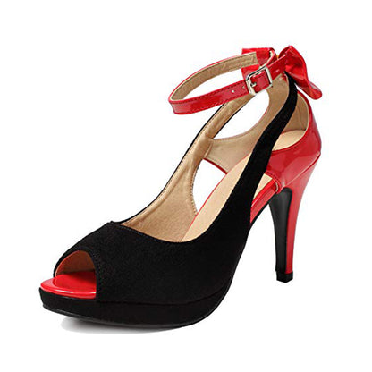 Bow Ankle Strap Peep Toe Stiletto Pumps