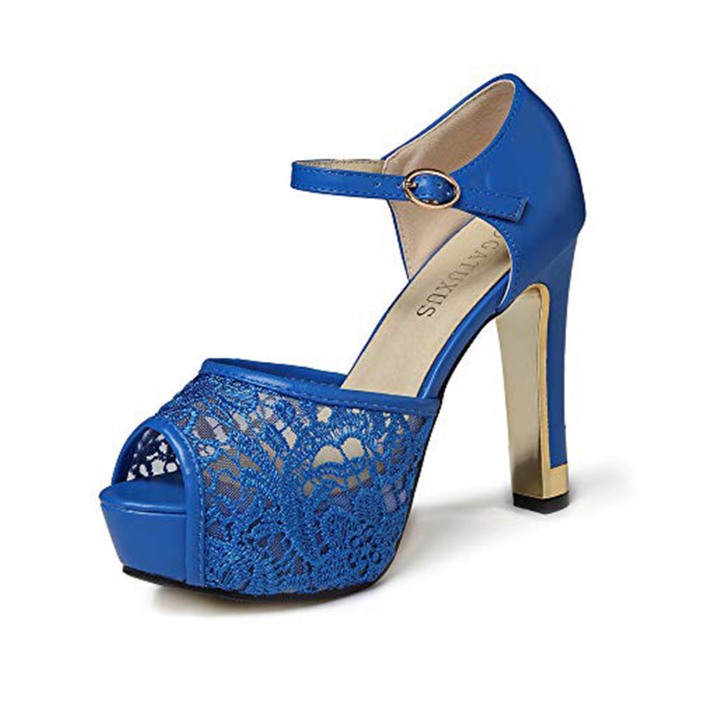 Romantic Lace Peep Toe Platform Heels