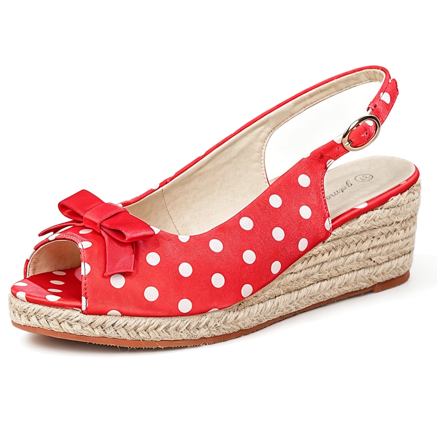 Vintage Polka Dot Bowknot Espadrille Wedge Sandals