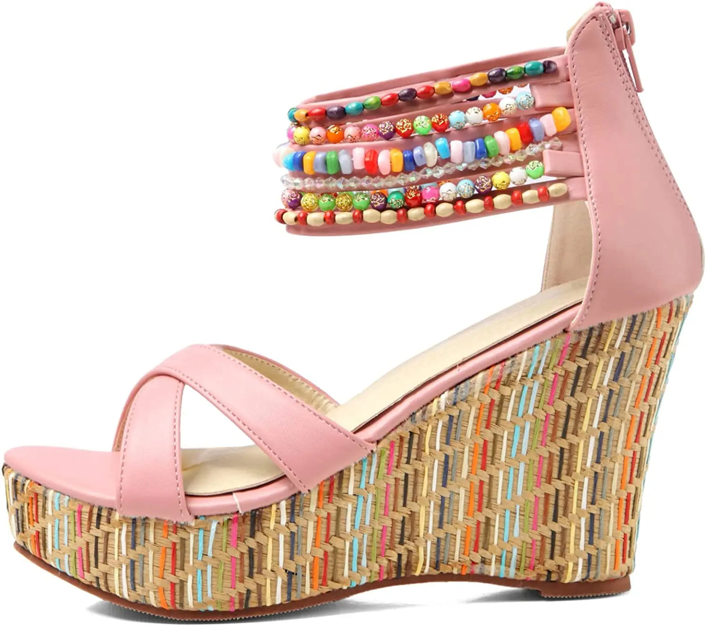 Boho Beaded Woven Wedge Sandals