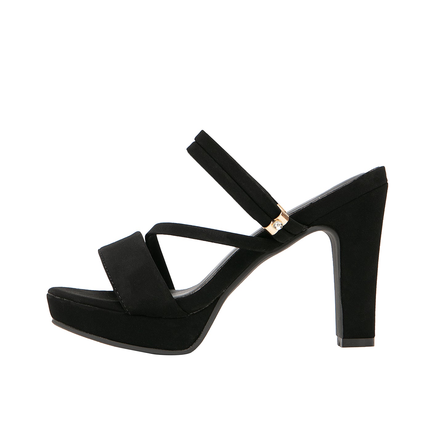 Suede Strappy Platform Block Heel Mule Sandals