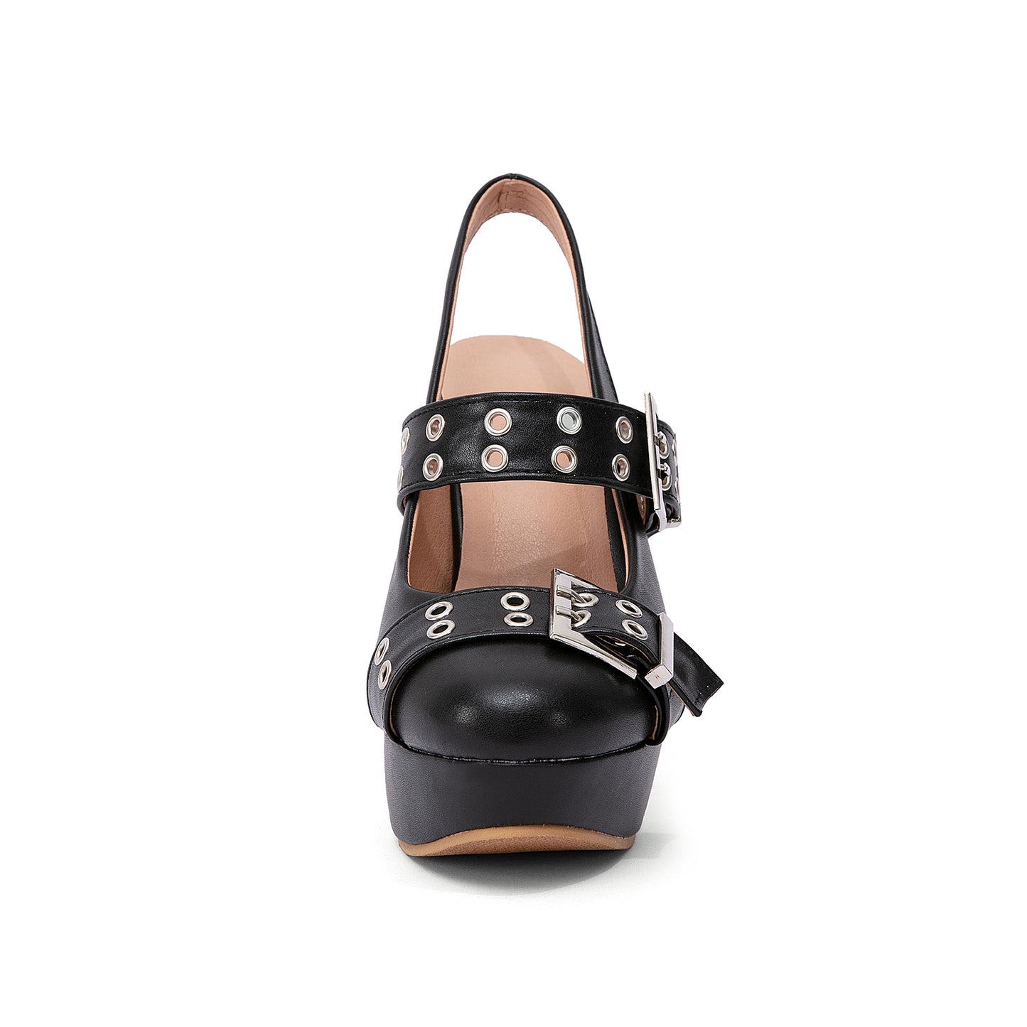 Edgy Grommet Buckle Slingback Pumps