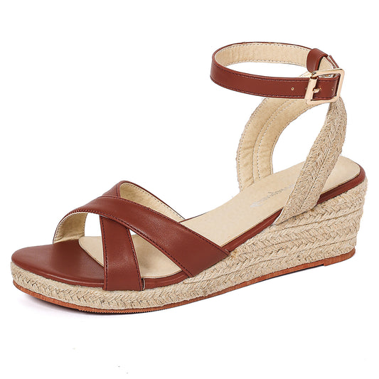 Criss-Cross Low Espadrille Wedge Sandals