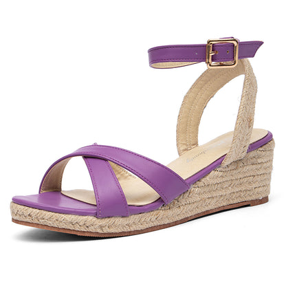 Criss-Cross Low Espadrille Wedge Sandals