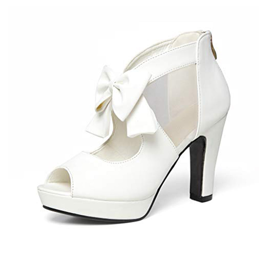 Vintage Bow Peep Toe Platform Heels