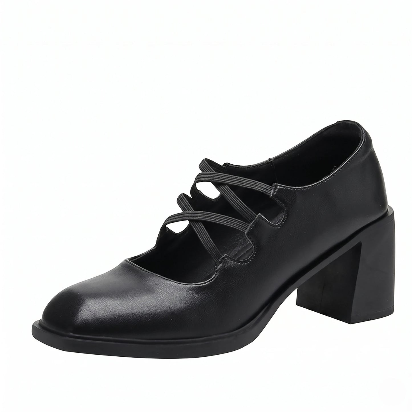 Vintage Square Toe Mary Jane Block Heels