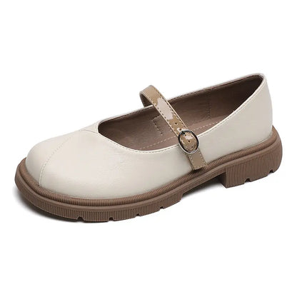 Retro Chunky Mary Jane Loafers with Contrast Strap