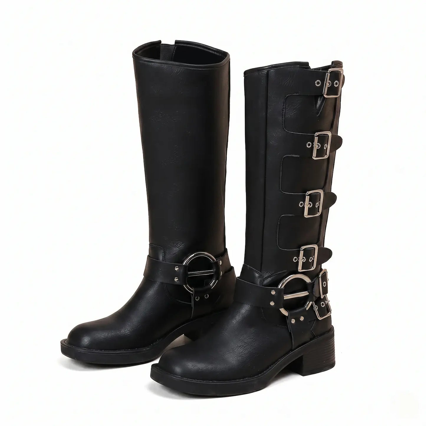 Vintage O-Ring Harness Tall Biker Boots