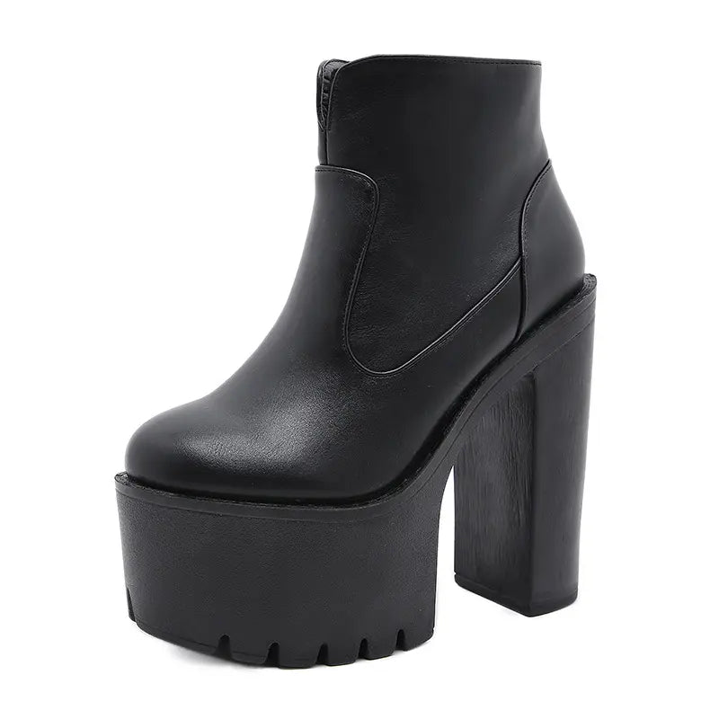 Retro Goth Extreme Chunky Heel Platform Ankle Boots