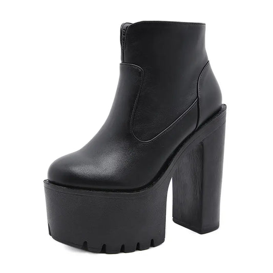 Retro Goth Extreme Chunky Heel Platform Ankle Boots