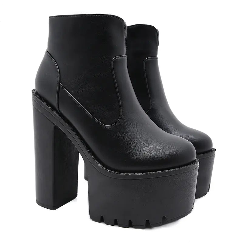 Retro Goth Extreme Chunky Heel Platform Ankle Boots