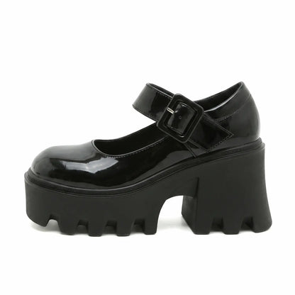 Retro Grunge Chunky Platform Block Heel Mary Janes