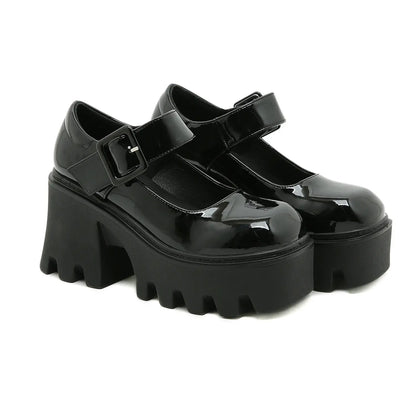 Retro Grunge Chunky Platform Block Heel Mary Janes