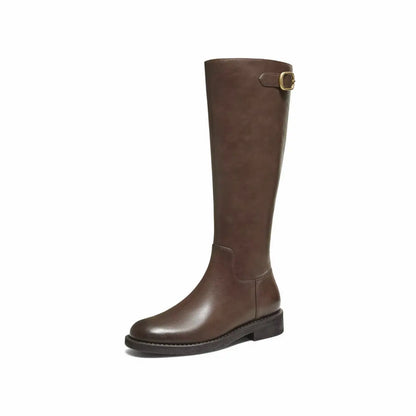 Vintage Slouchy Buckle Knee High Riding Boots