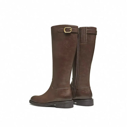 Vintage Slouchy Buckle Knee High Riding Boots