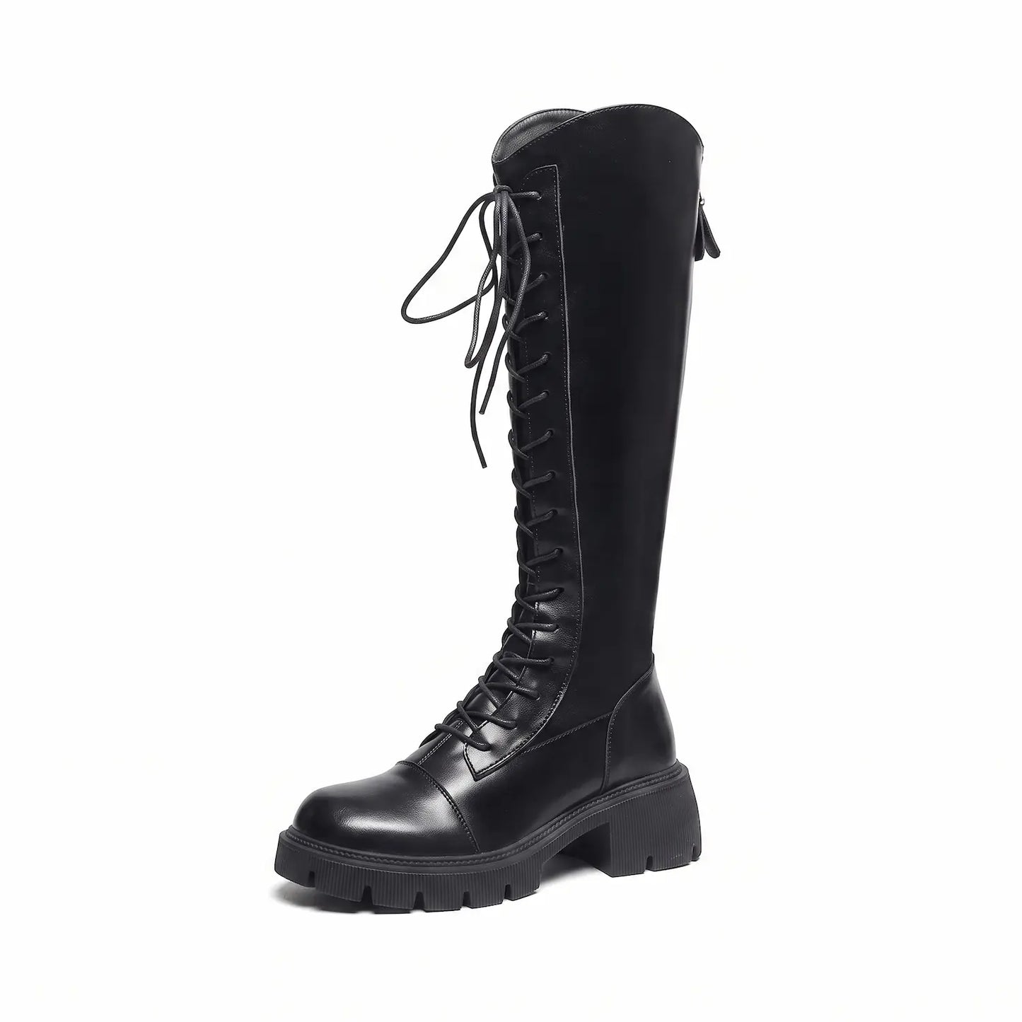 90s Grunge Lace-Up Knee-High Combat Boots