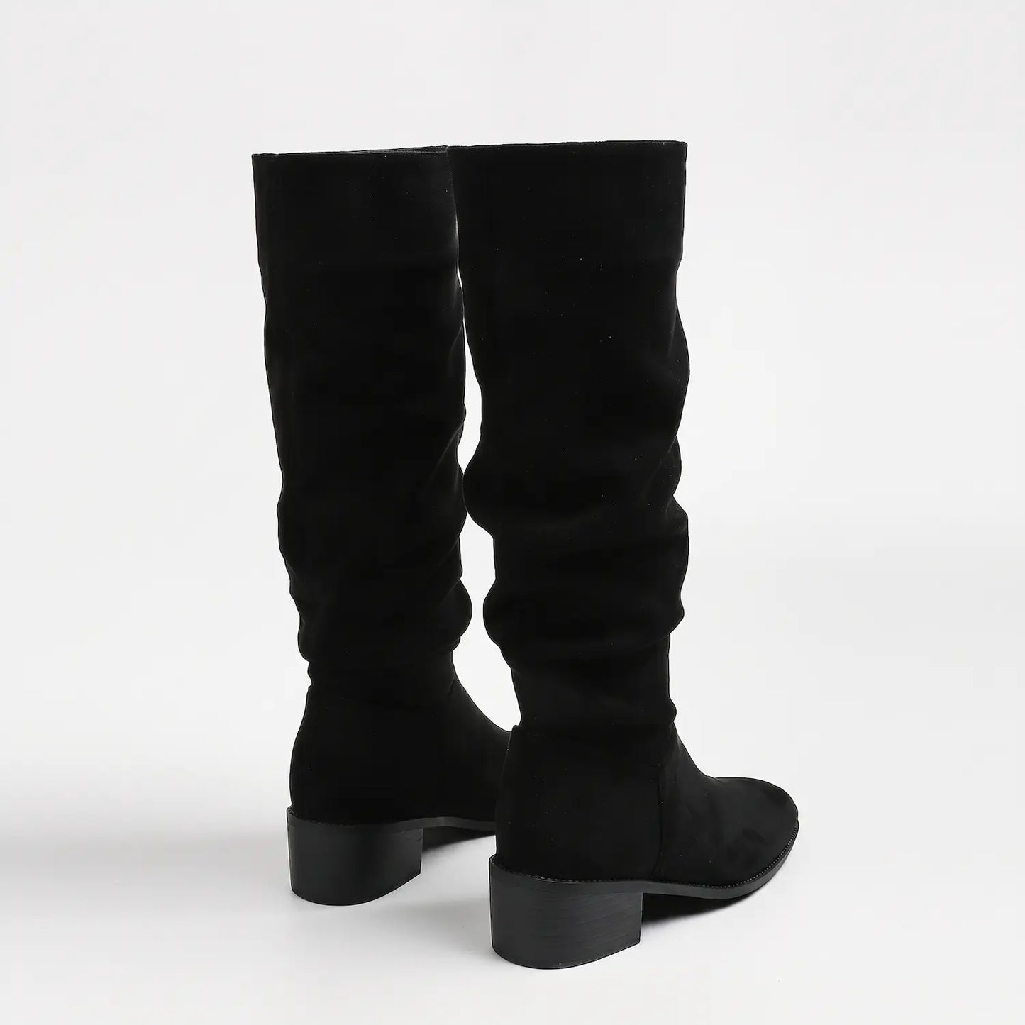 Vintage Slouchy Ruched Wide Calf Hidden Wedge Boots