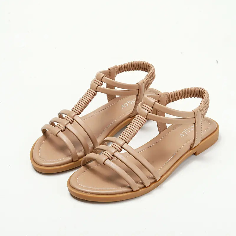 Minimalist Roman T-Strap Slingback Flat Sandals