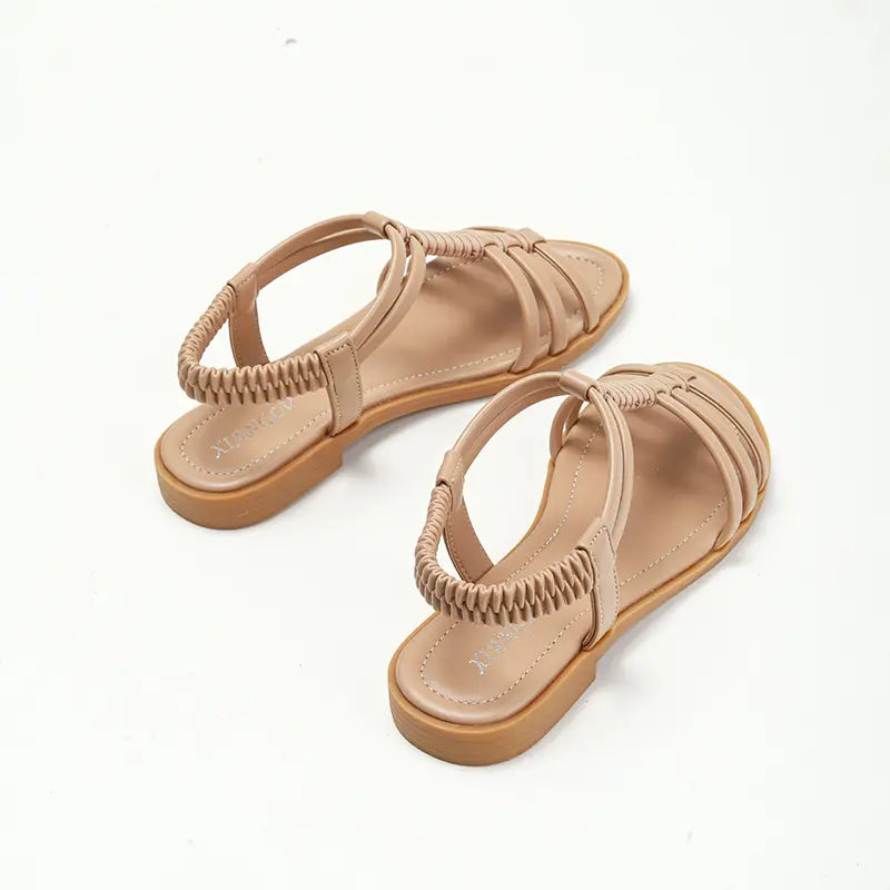 Minimalist Roman T-Strap Slingback Flat Sandals