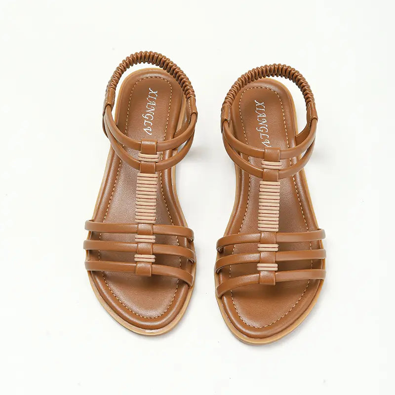Minimalist Roman T-Strap Slingback Flat Sandals