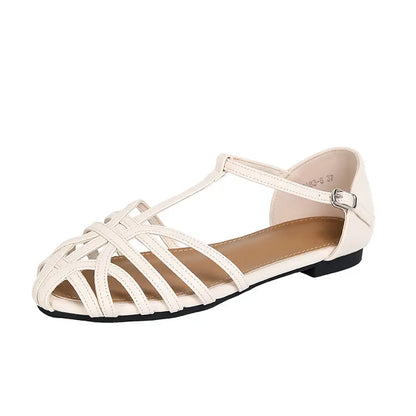 Vintage Woven T-Strap Closed Toe Fisherman Sandals