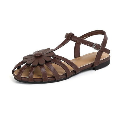 Playful 3D Floral Applique Fisherman Flat Sandals