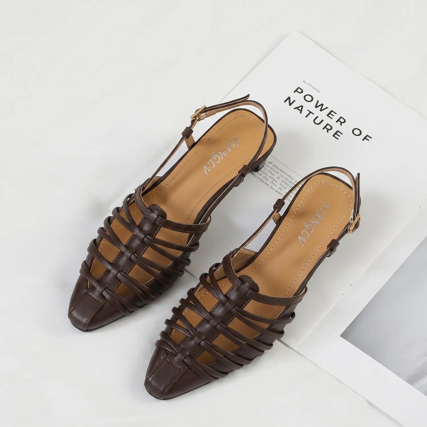 Women Vintage Fisherman Horseshoe Mid Heel Sandals
