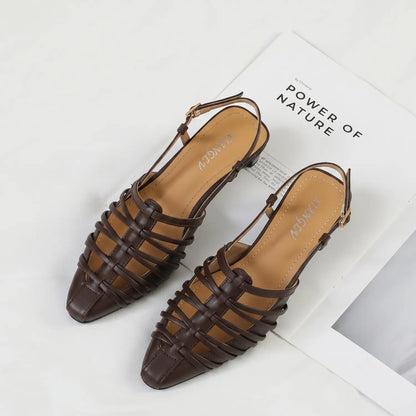 Women Vintage Fisherman Horseshoe Mid Heel Sandals