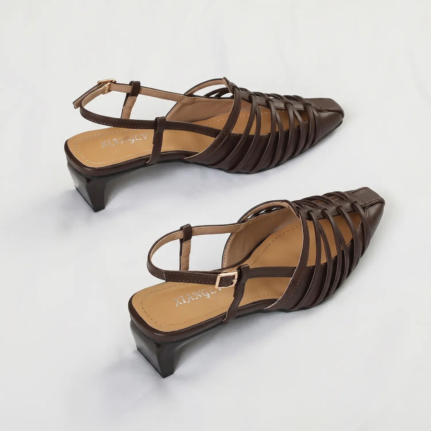 Women Vintage Fisherman Horseshoe Mid Heel Sandals