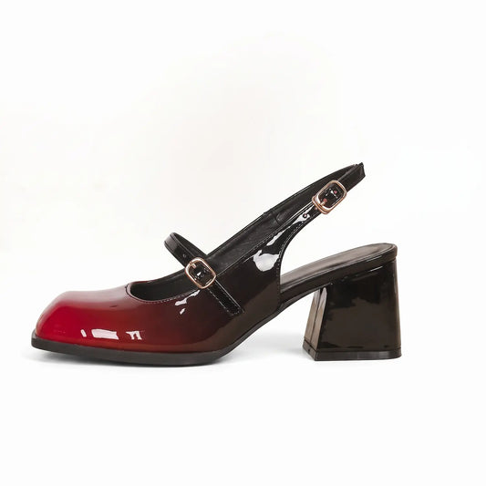 Vintage Gradient Patent Leather Slingback Mary Janes