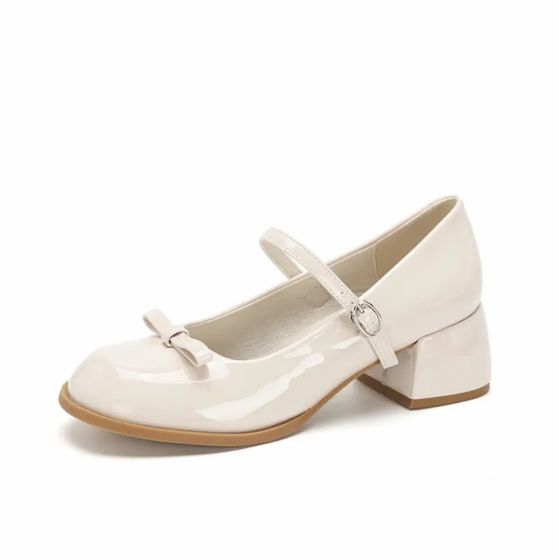 Vintage Block Heel Sweet Bow Mary Jane Pumps