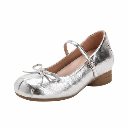 Vintage Coquette Bowknot Hidden Wedge Mary Janes