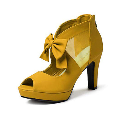 Vintage Bow Peep Toe Platform Heels