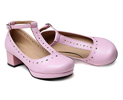 Lolita Heart Cut-Out T-Strap Mary Jane Pumps