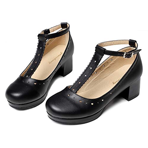 Lolita Heart Cut-Out T-Strap Mary Jane Pumps