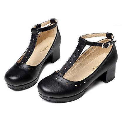 Lolita Heart Cut-Out T-Strap Mary Jane Pumps