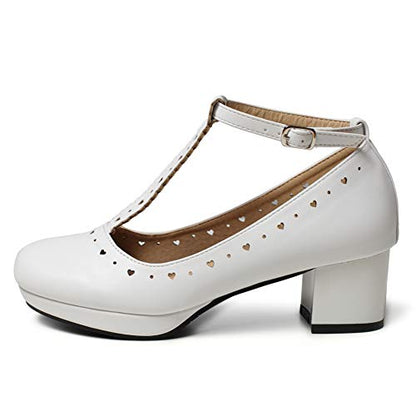Lolita Heart Cut-Out T-Strap Mary Jane Pumps