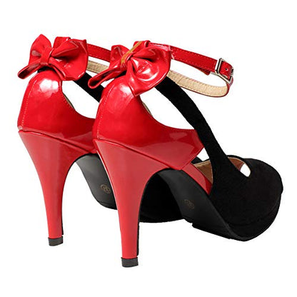 Bow Ankle Strap Peep Toe Stiletto Pumps