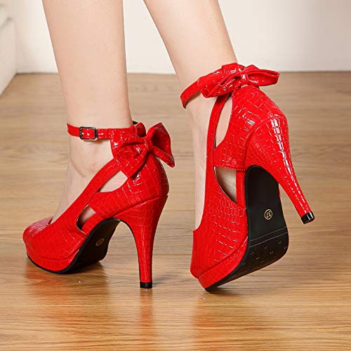 Bow Ankle Strap Peep Toe Stiletto Pumps