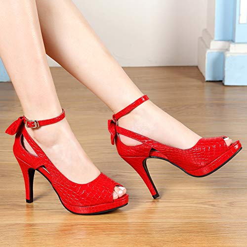Bow Ankle Strap Peep Toe Stiletto Pumps