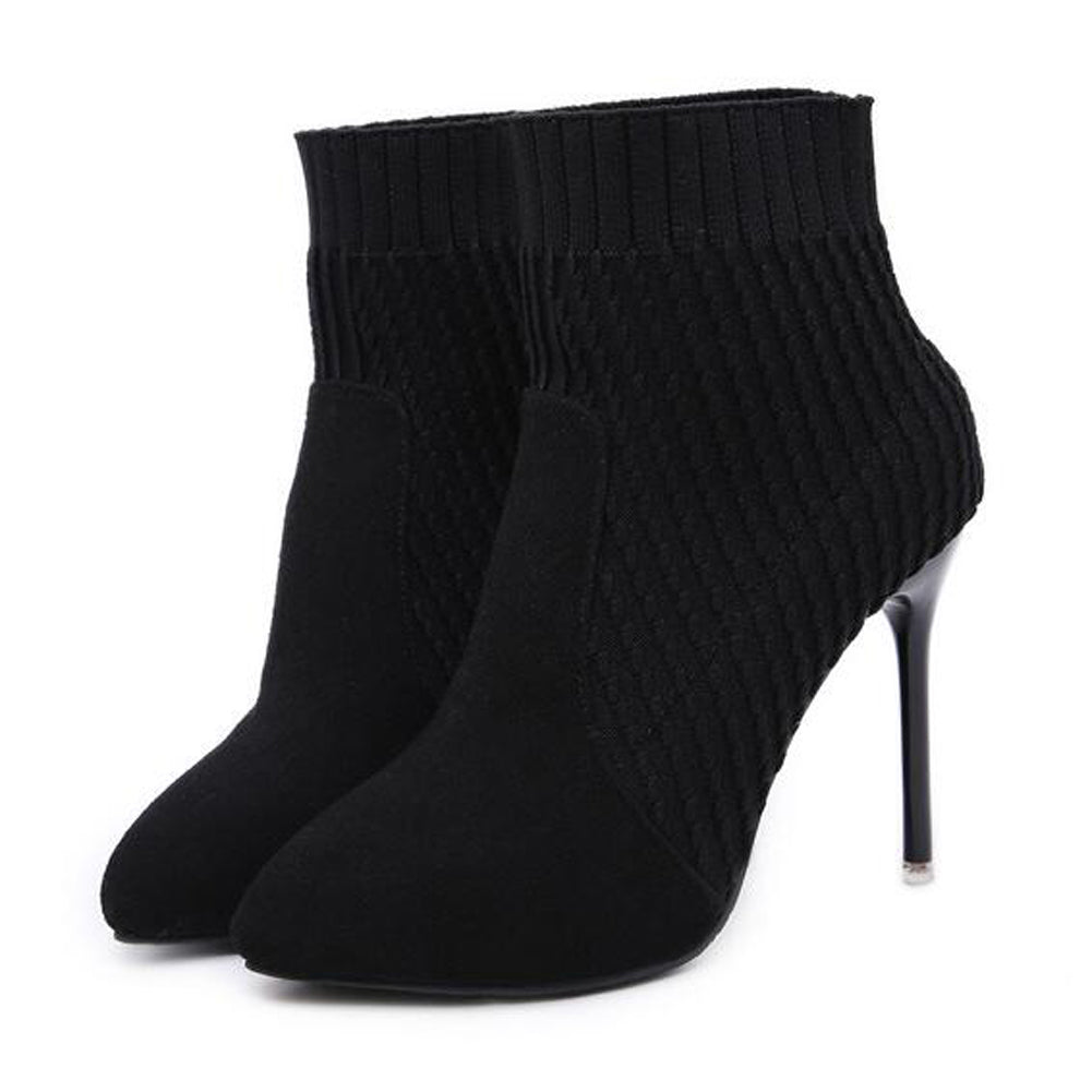 Pointed Toe Stiletto Sock Booties