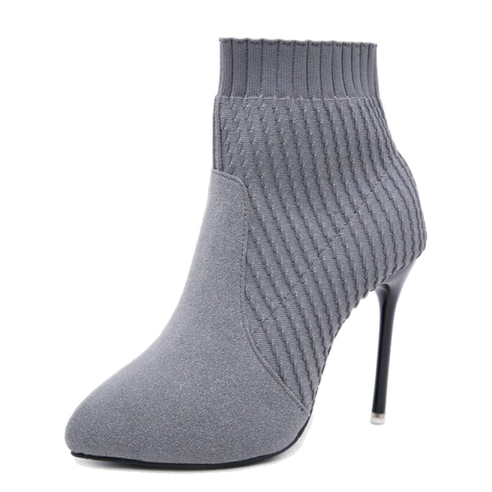 Pointed Toe Stiletto Sock Booties