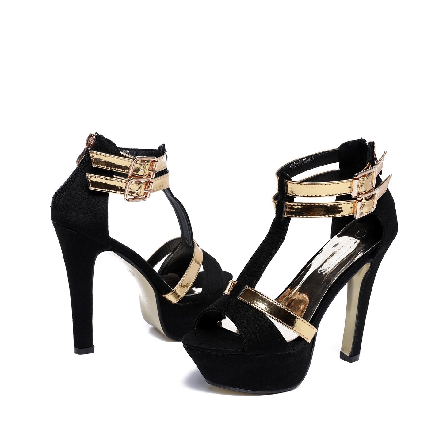 Vintage Chunky Heel T-Strap Platform Heels