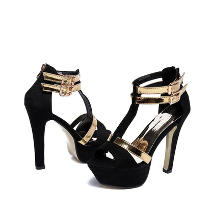 Vintage Chunky Heel T-Strap Platform Heels