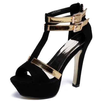 Vintage Chunky Heel T-Strap Platform Heels