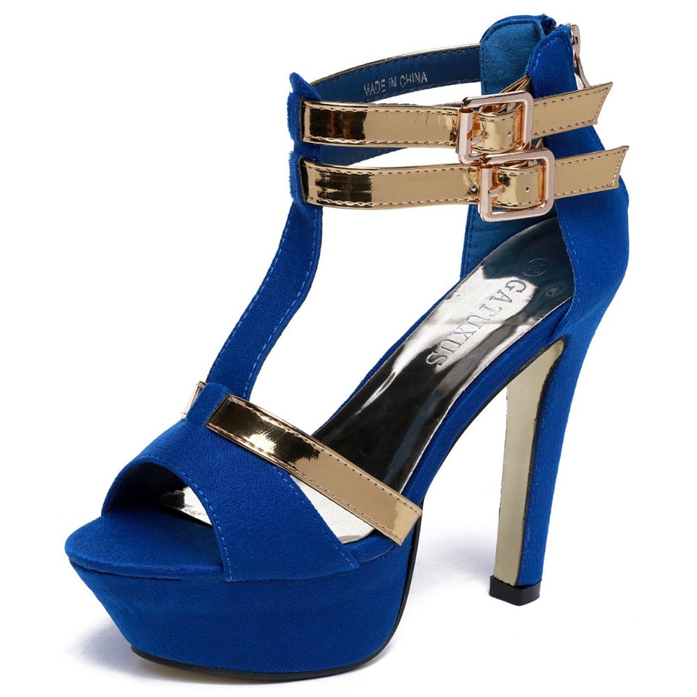 Vintage Chunky Heel T-Strap Platform Heels