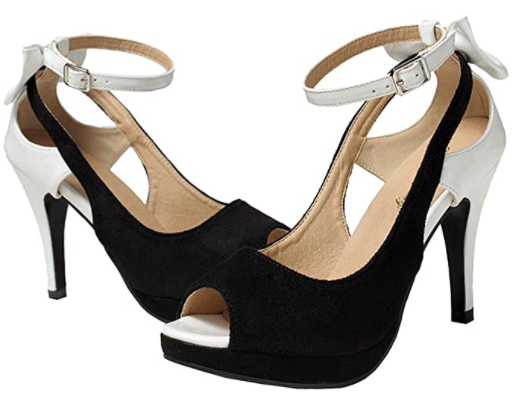 Bow Ankle Strap Peep Toe Stiletto Pumps
